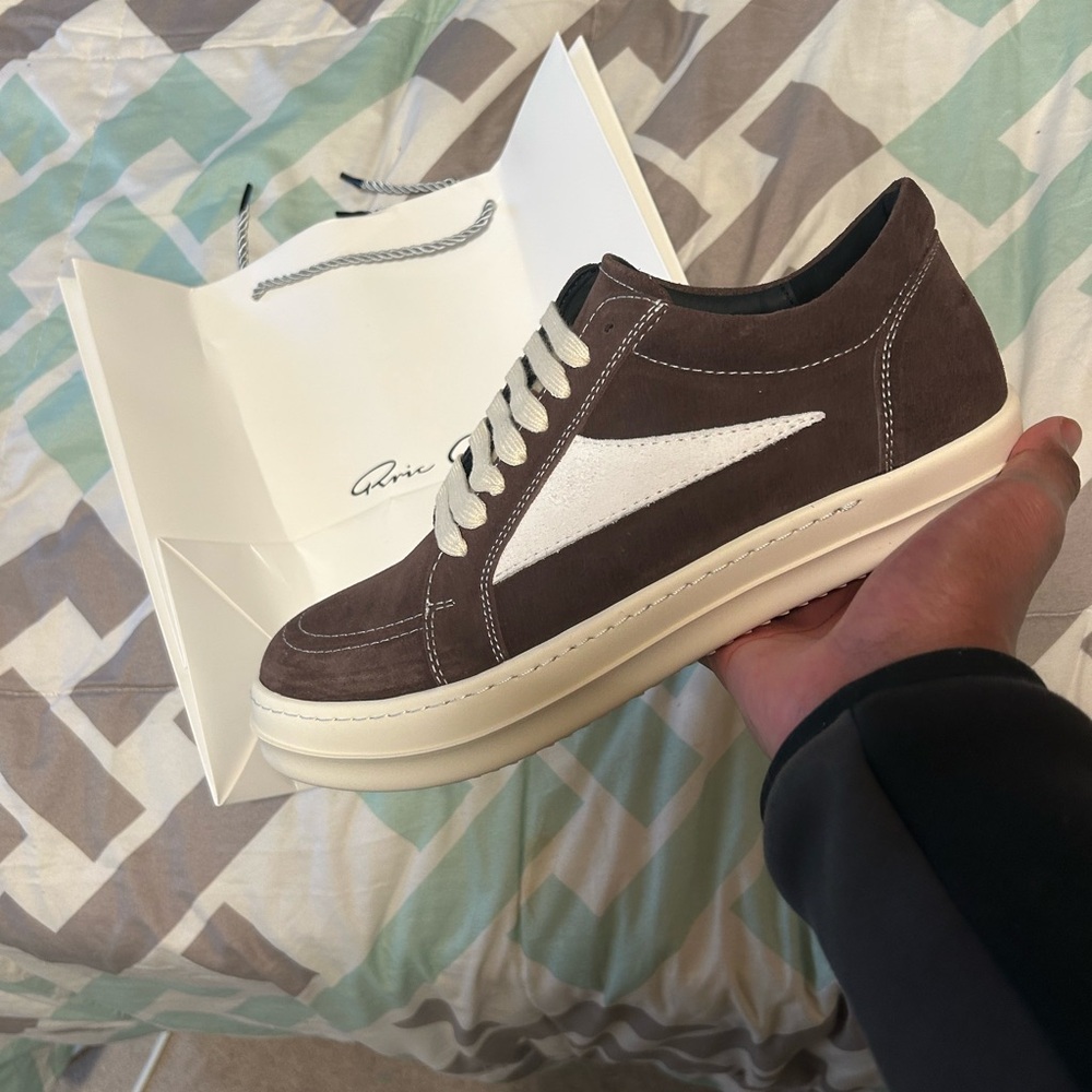 Rick Owens Brown and White Sneakers